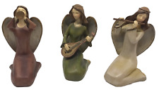 Wood Look(Resin) Angel Figurines Playing Musical Instruments Set of 3 picture