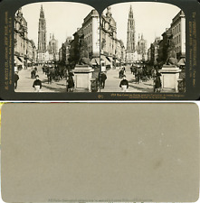 Stereo, Rue Canal au Sucre, and the Cathedral, Antwerp, Belgium Vintage Albumen  picture