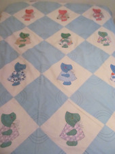 Never Used~Handmade 1930s SUNBONNET SUE Quilt Appliqued Embroidered~78x108 MINTY picture