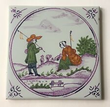 Vintage Pilkington Ceramic Tile: Dutch Shepherds VGC picture