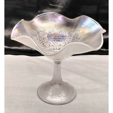Antique Northwood Hearts and Flowers Iridescent Carnival Pedestal Compote Dish picture