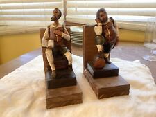 Antique Don Quixote and Sancho Panza Wooden Bookends picture