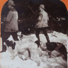 c1920 2 Hunters with Shotguns and Dogs in the Snow Stereoview Keystone View 69 picture