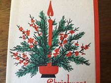 VTG Christmas Greeting Card 1920s Art Deco Candle  Berries Cedar picture