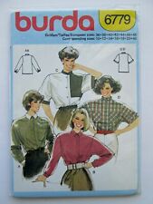 NEW Vintage BURDA Sewing Pattern Shirt Button Down High Collar Westen 80's 6779 picture
