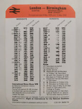 British Rail Pocket Timetable CARD London - Birmingham May 1978 picture