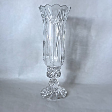 Vtg 2 Piece Handcut Lead Crystal Candle Stick Holder With Hurricane Shade 12