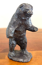 Cast Metal Bronze Like Grizzly Bear Sculpture Animal Figurine - heavy picture