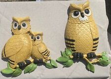 Vintage 1976 Homco Owls Wall Hangings Set of 2 Retro Home Decor picture
