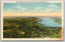 Aerial View Otsego Lake Cooperstown New York Lakefront Mountains VTG PM Postcard picture