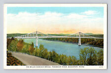 Postcard Maine Bucksport ME Waldo Hancock Bridge 1932 Posted White Border  picture