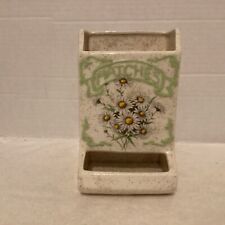 Vintage Ceramic Floral Counter Top Match Box Holder Signed. picture