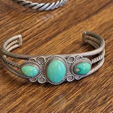 EXQUISITE NATIVE AMERICAN NAVAJO ROYSTON TURQUOISE STERLING SILVER CUFF BRACELET picture