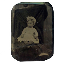 Hidden Mother Holding Sheet Tintype c1870 Named 1/6 Plate Baby Child Photo C3553 picture