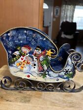 Metal Decrotive Christmas Sleigh With Snowman picture
