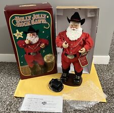 1999 Holly Jolly Rock Santa Animated Dancing Cowboy Alan Jackson in Box - WORKS  picture