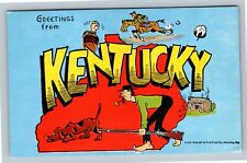 LARGE LETTER Greetings, Kentucky Vintage Postcard ` picture
