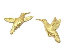 Vintage Homco Syroco Gold Hummingbird Wall Hanging Decor Set of 2 Birds picture