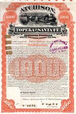 Atchison, Topeka and Santa Fe Railroad Co. - 1889 dated $1,000 Railway Gold Bond picture