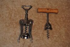 2 Vintage Corkscrews Italy Swing Arm Winged One Has Wood Handle picture