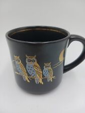 Vintage MCM Black & Gold Owl Coffee Mug picture