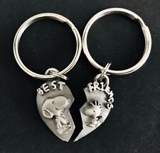 Pewter BEST FRIENDS SNOOPY WOODSTOCK Peanuts Cartoon Silver Keychain I picture