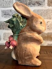 BETHANY LOWE Paper Papier Mache Bunny Rabbit With Radishes Retired picture