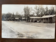 Antique Postcard Log Cabines Willoughby Beach Westmore VT Photo picture