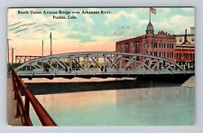 Pueblo CO-Colorado, South Union Avenue Bridge, Vintage c1912 Postcard picture