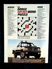  1989 Dodge Dakota 4 X 4 Sports Puzzle Original Print Ad 8.5 x 11