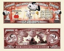 Snoopy Peanuts Pack of 5 Collectible Funny Money 1 Million Dollar Bills Novelty picture