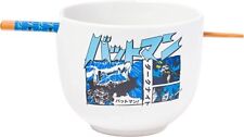 DC Comics Batman Manga Ceramic Ramen Bowl With Chopsticks 20 oz Licensed NEW picture