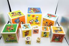 VTG Walt Disney Stackable Learning Boxes Dumbo Bambi Mickey Minnie S-L 10 Pcs picture