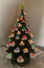 Vintage 22 In. Lighted Ceramic Snow Flocked 3 Piece Christmas Tree picture
