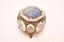 Vintage Gilt Brass & Bevelled Glass Micro Mosaic Top Venice Jewel Box Ormolu picture