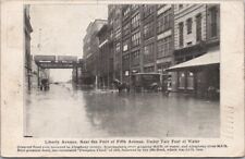 Vintage 1908 PITTSBURGH Pennsylvania Postcard 1907 Flood Scene / Liberty Ave. picture