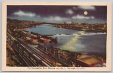 Pittsburgh Pennsylvania Linen Postcard Monongahela River at Moonlight picture