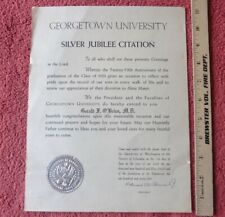 Vintage Georgetown University Silver Jubilee Citation paper ephemera Signed  picture