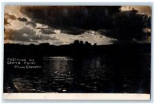 c1910's Evening On Lake Champlain Crown Point New York NY RPPC Postcard picture