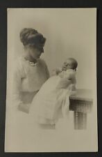 RPPC Woman Aunt? With Baby Studio Photo Embroidery flowers On Dress  picture