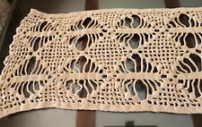 Vtg Crochet Table Runner Bone Beige Color Dinning Upcycle Crafts Sewing Classic picture