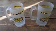 Vintage Chicago Taxi Frosted Glass Beer Mugs 5.5