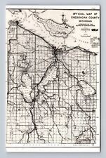 Cheboygan County MI-Michigan, Official Map Of County, Vintage c1941 Postcard picture