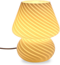 BSOD Mushroom Lamp,Glass Table Bedside Lamps Translucent Murano Stripe White  picture