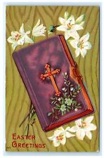 Beautiful Embossed Postcard Bible & Lilies Easter Greetings C9 picture