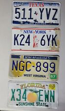 License Plate Tag Vintage Lot Of 4 TEXAS, FLORIDA, NEW YORK & WEST VIRGINIA picture