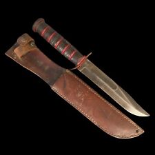 WWII USMC Marine Corps Kabar Mk2 Camillus Guard Marked Knife & Sheath As Is picture