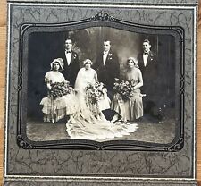 VTG 1920's Formal Wedding Portrait Flapper Bride Wedding Party Crossed Ankles picture