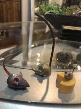 Mouse Miniatures Set of 3, Brass & Wood picture