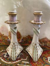 Hollohaza Hungary Porcelain 9016  Candlestick Holder Set Of Two (2). picture